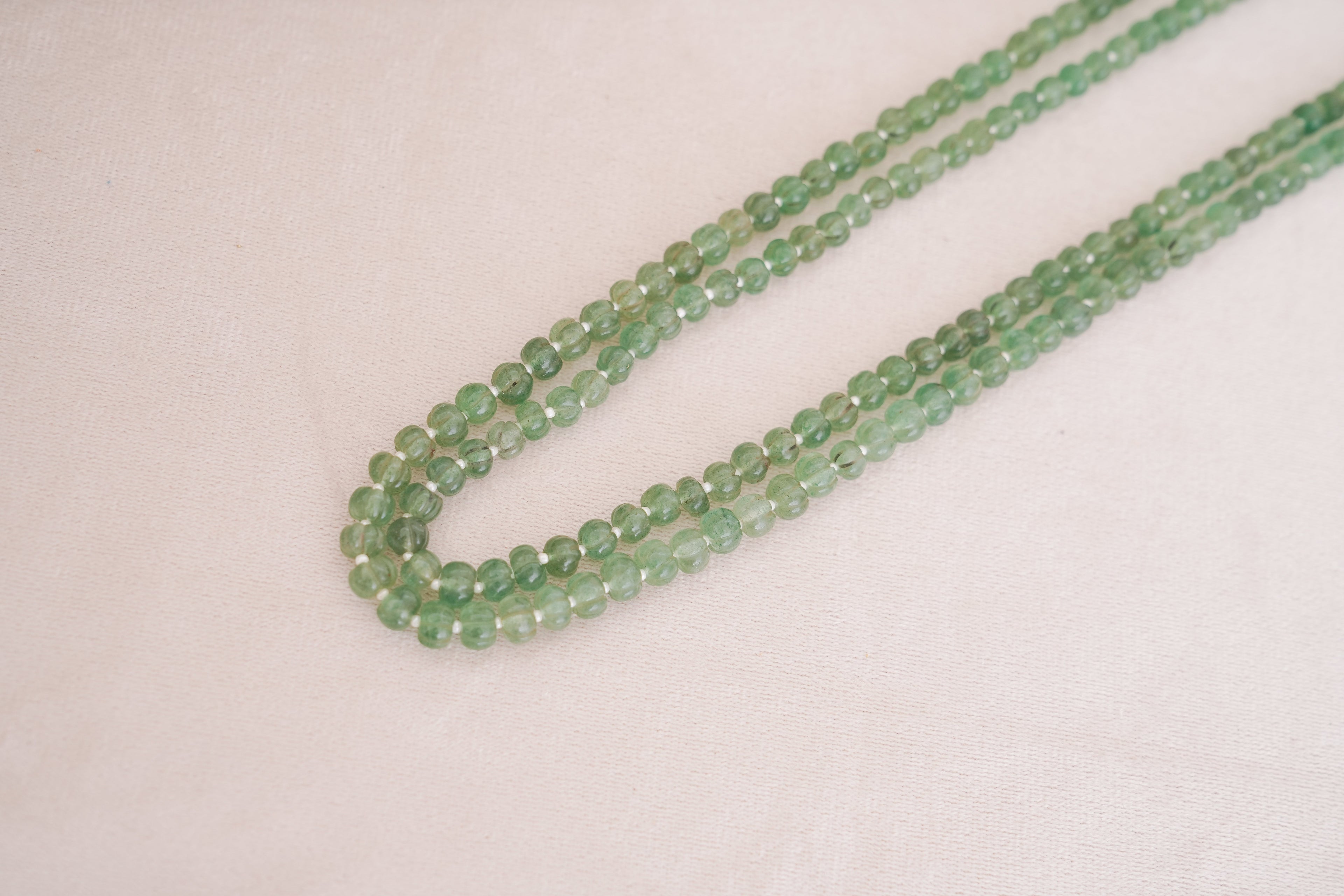 Natural Prehnite Pumpkin Bead Necklace