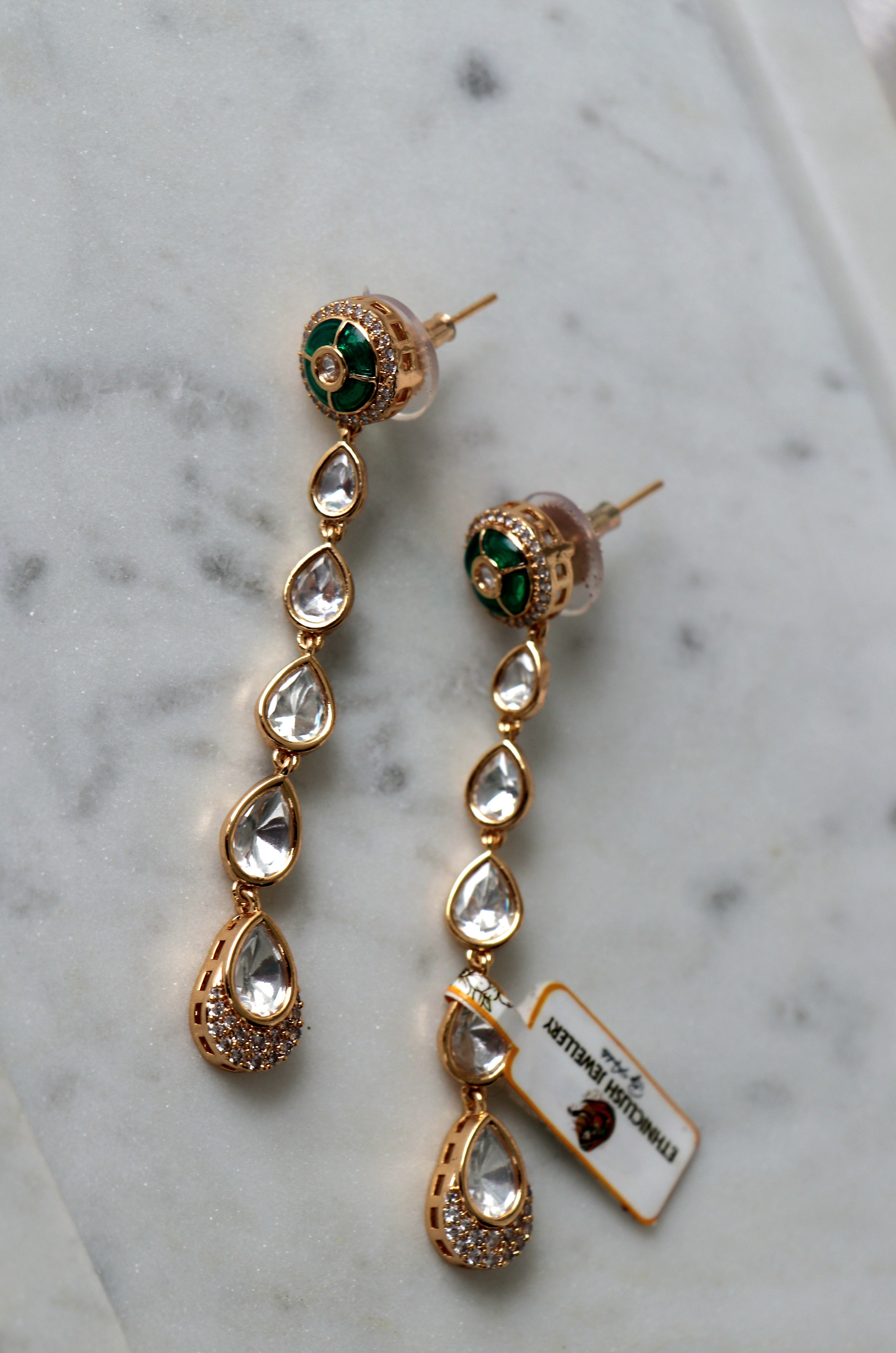 Emerald Teardrop Cascade Earrings