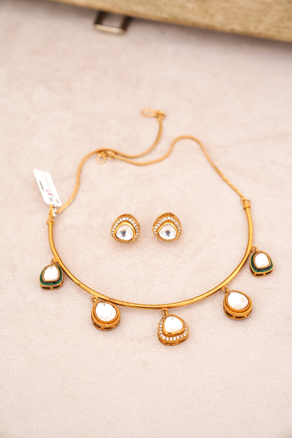 Emerald Teardrop Necklace  Earring Set