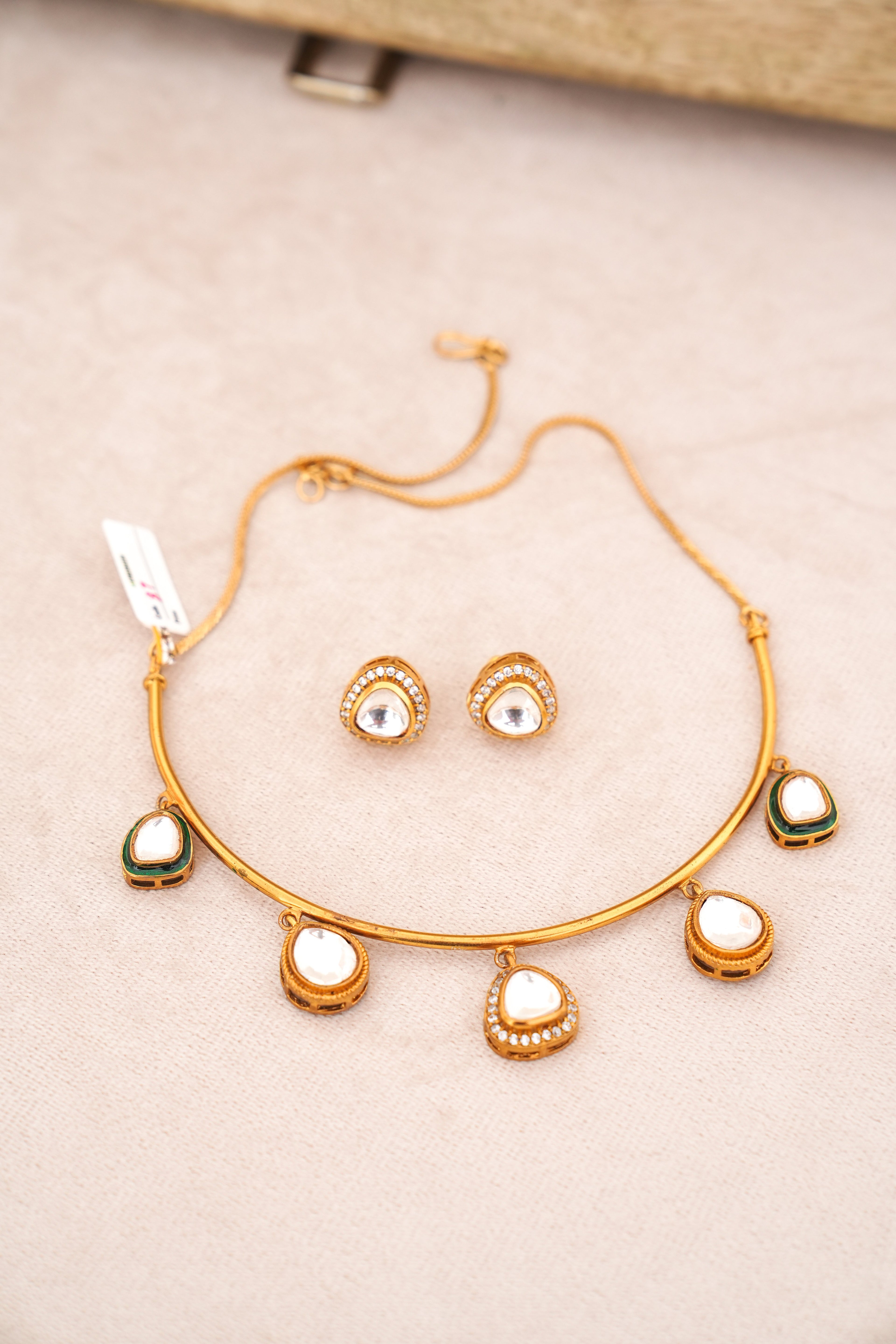Emerald Teardrop Necklace  Earring Set