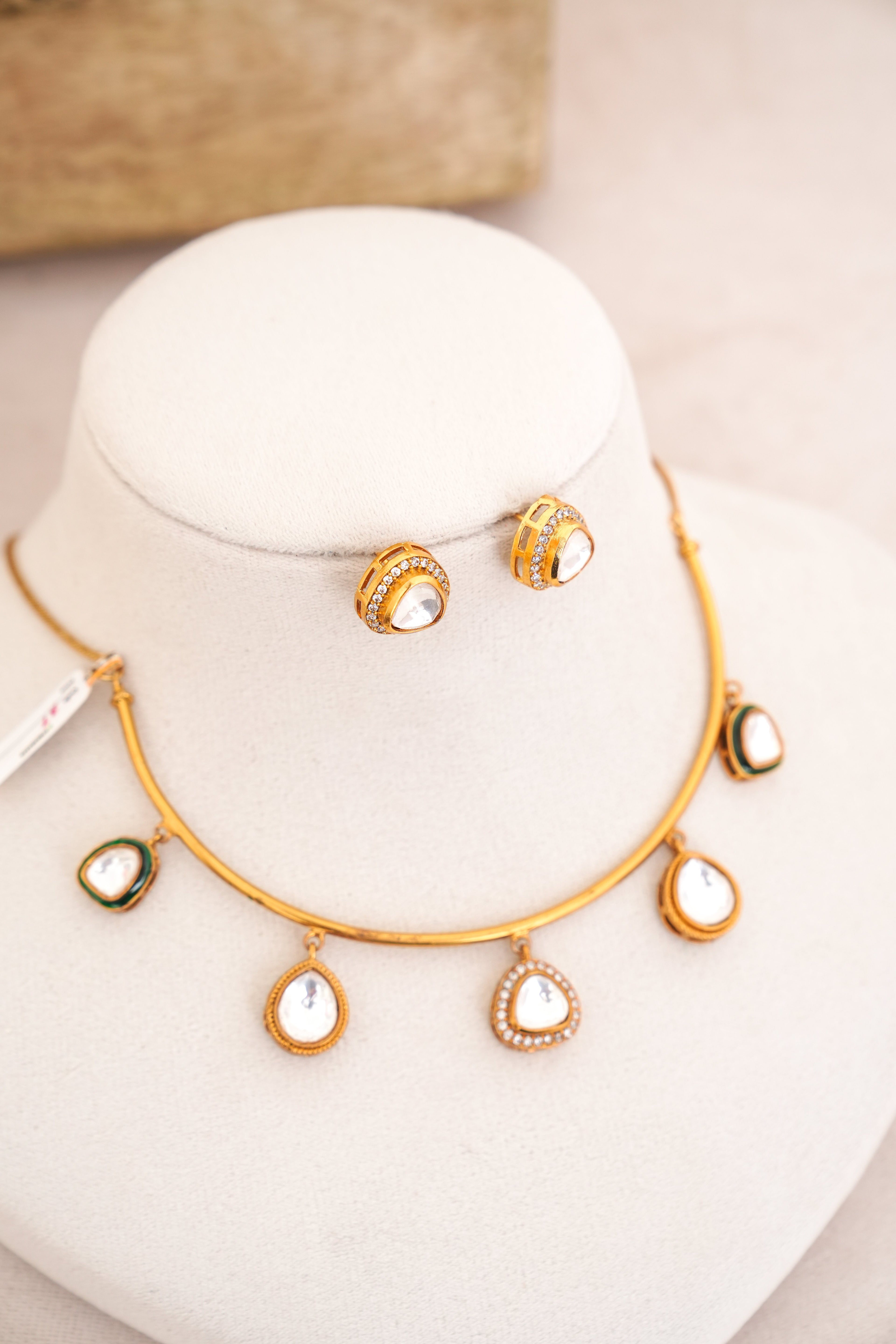 Emerald Teardrop Necklace  Earring Set