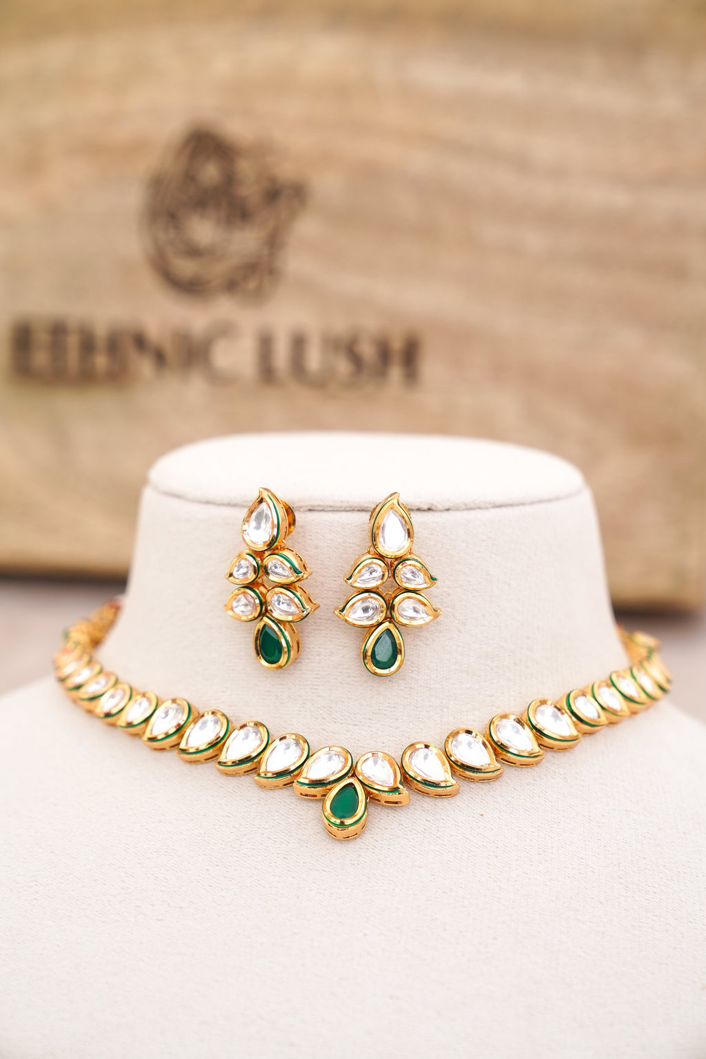 Emerald Teardrop  Ruby Statement Choker Set