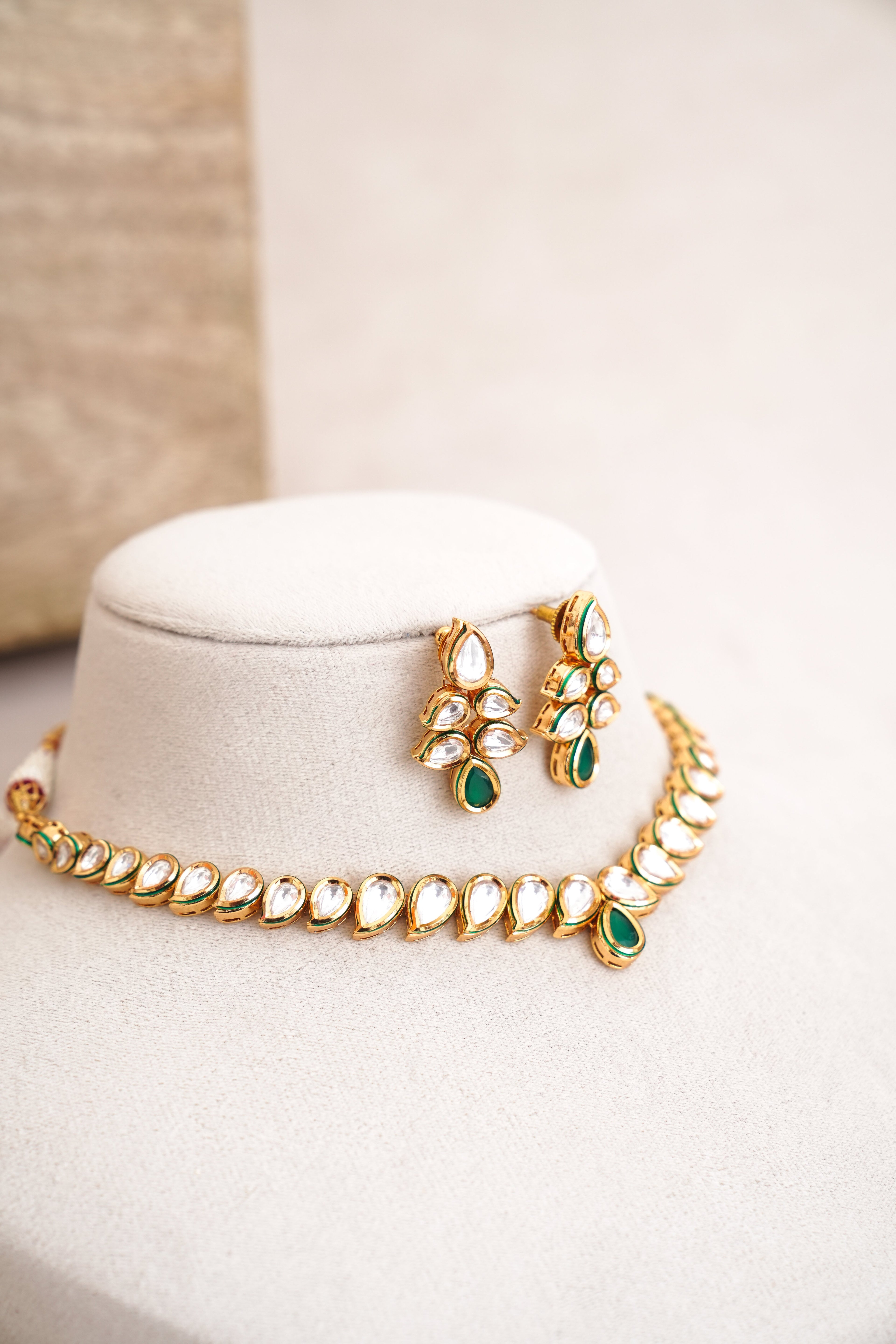 Emerald Teardrop  Ruby Statement Choker Set