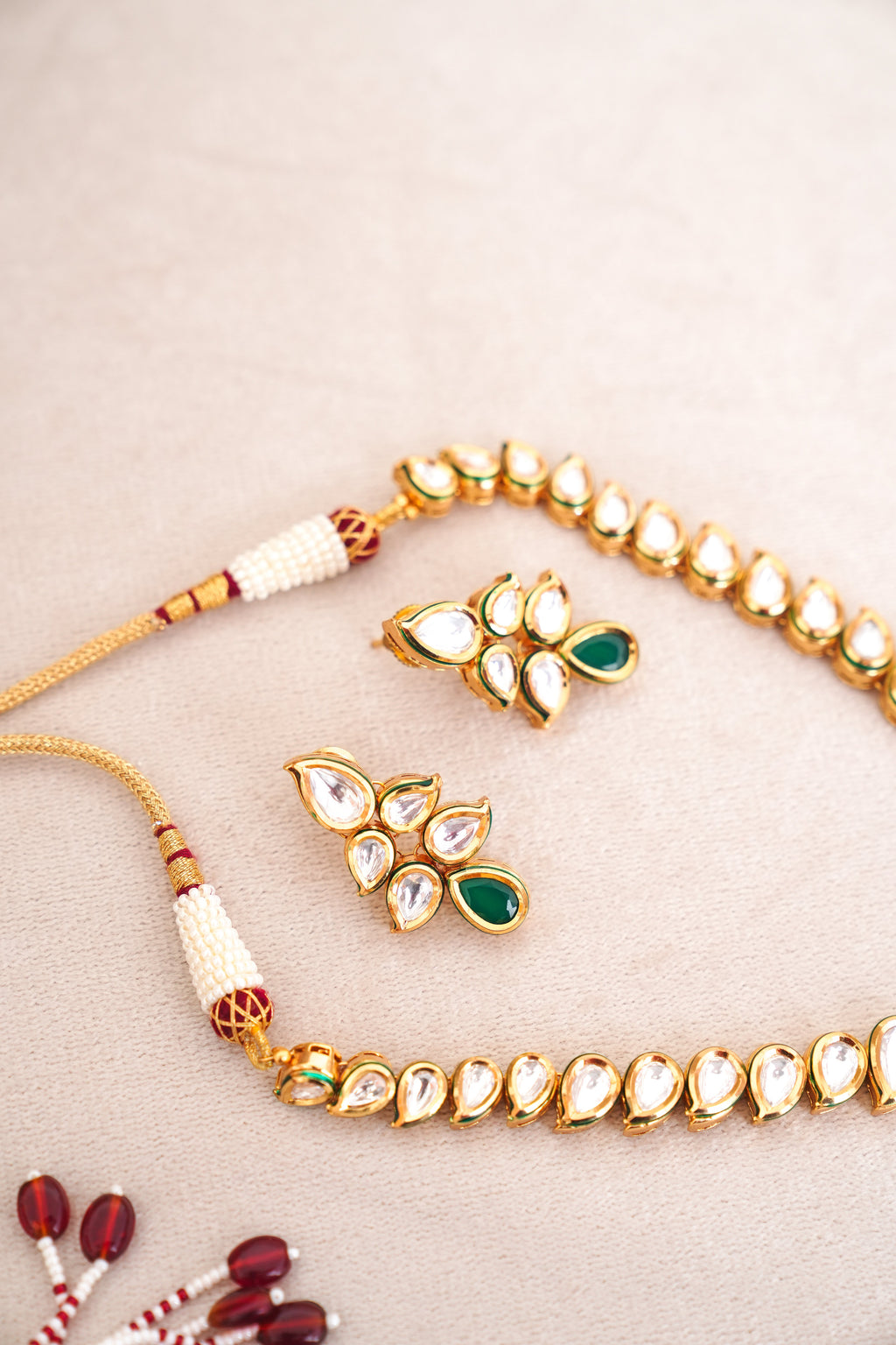 Emerald Teardrop  Ruby Statement Choker Set