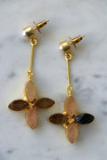 Floral Gemstone Pearl Drop Earrings