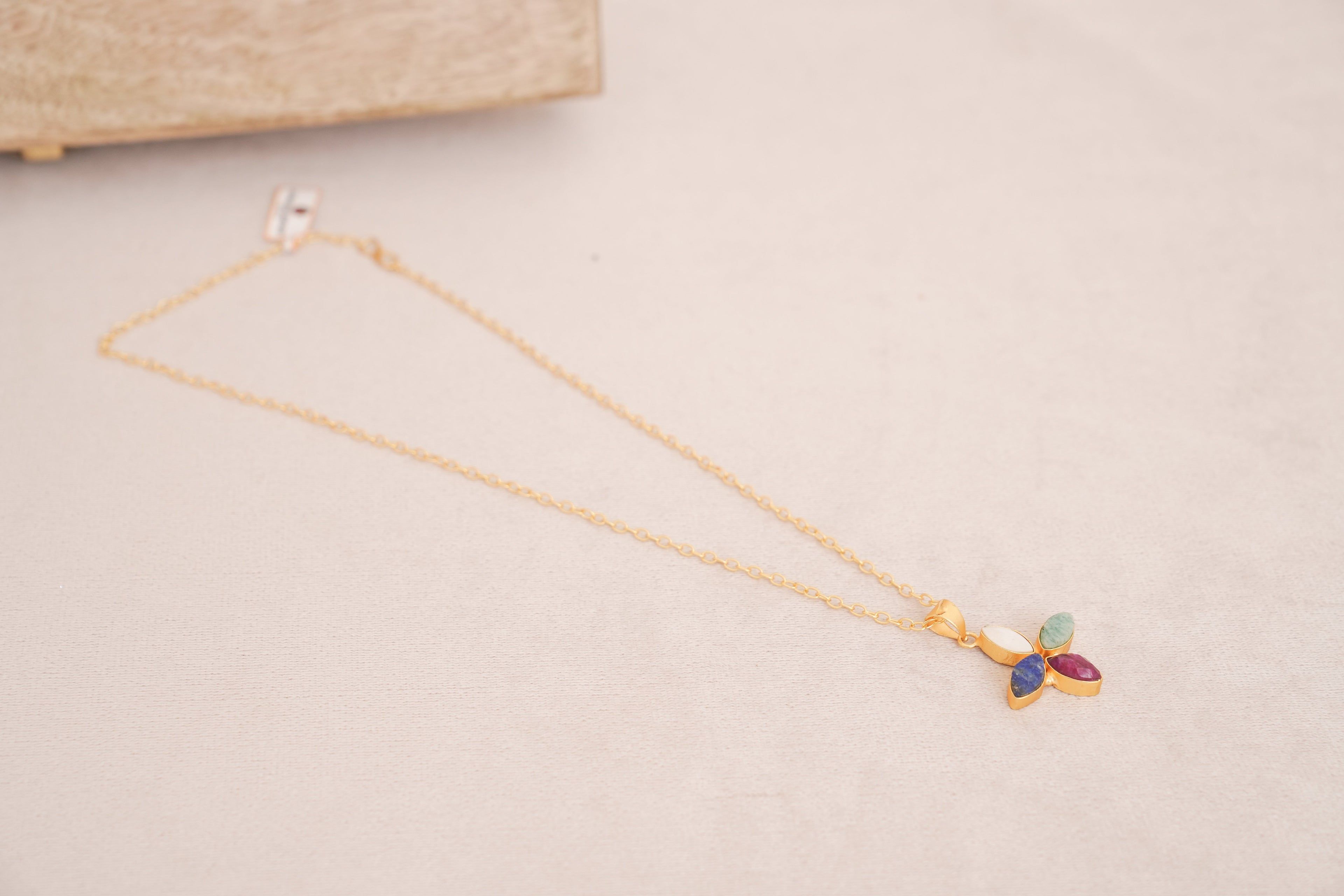 Four Petal Harmony Gemstone Necklace