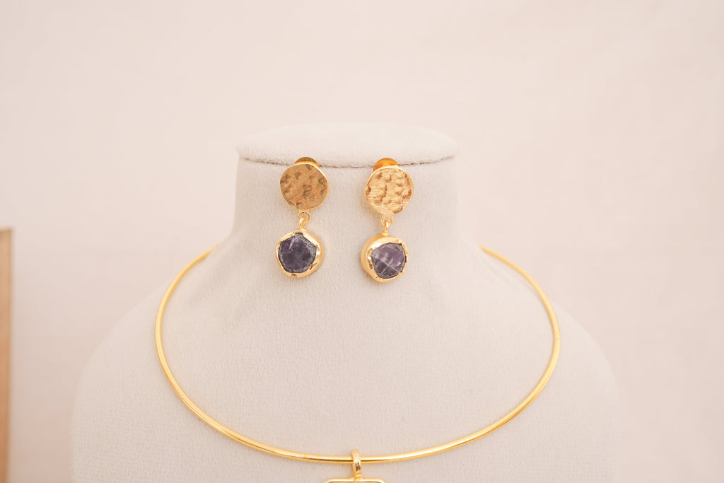 Geometric Gemstone Cascade Choker Set