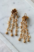 Gilded Flower Pearl Dangle Earrings