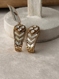 Gold Chevron Mother Of Pearl Diamond Earrings