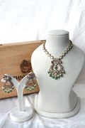 Antique Elephant Motif Emerald  Pearl Necklace Set