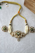 Gold Kundan Pearl Choker Necklace With Earrings