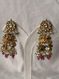 Gold Pearl  Ruby Jhumka Earrings