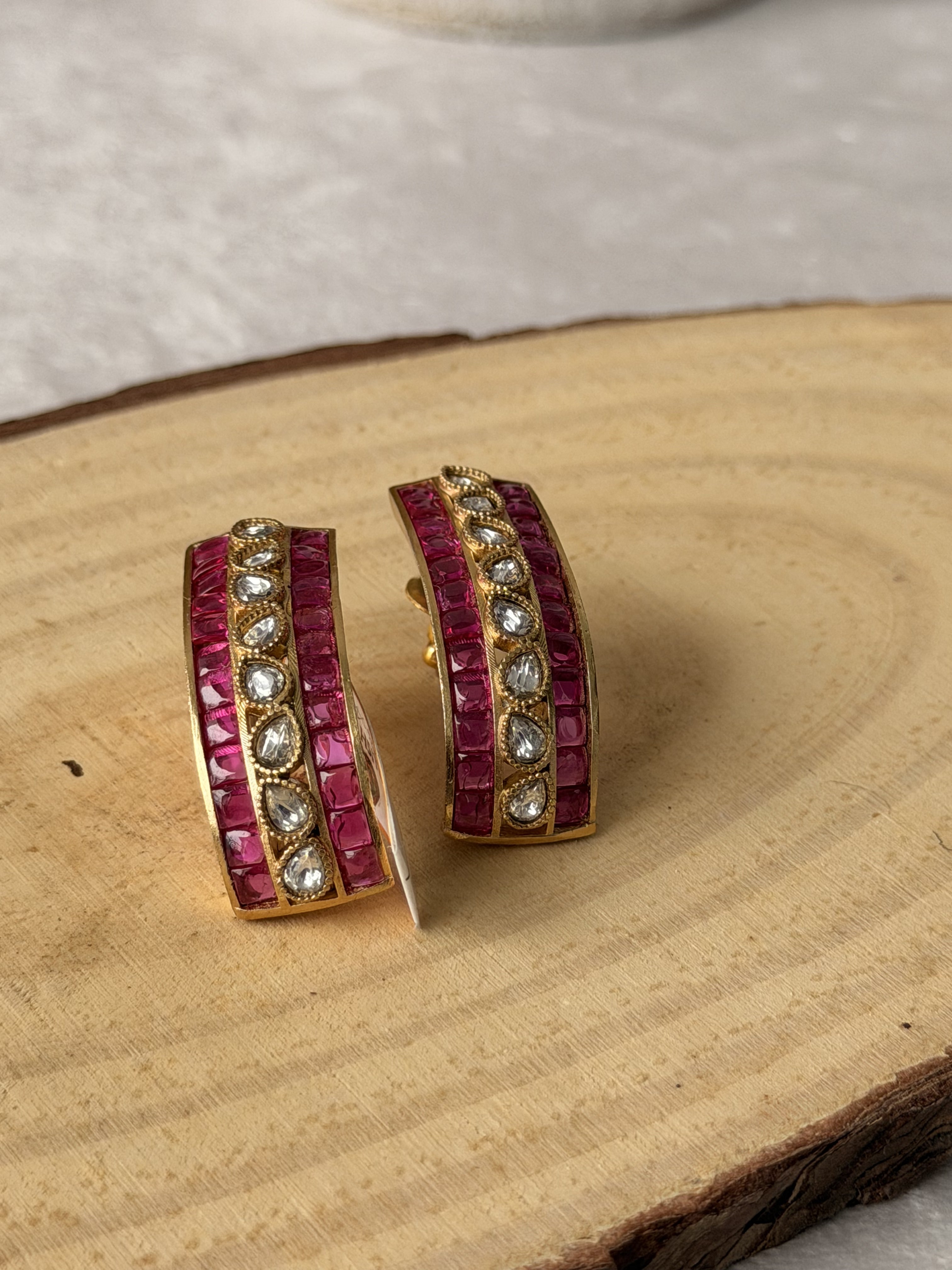 Gold Ruby toned Earrings