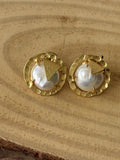 Gold Triangle baroque Pearl Stud Earrings