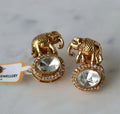 Golden Elephant Crystal Earrings