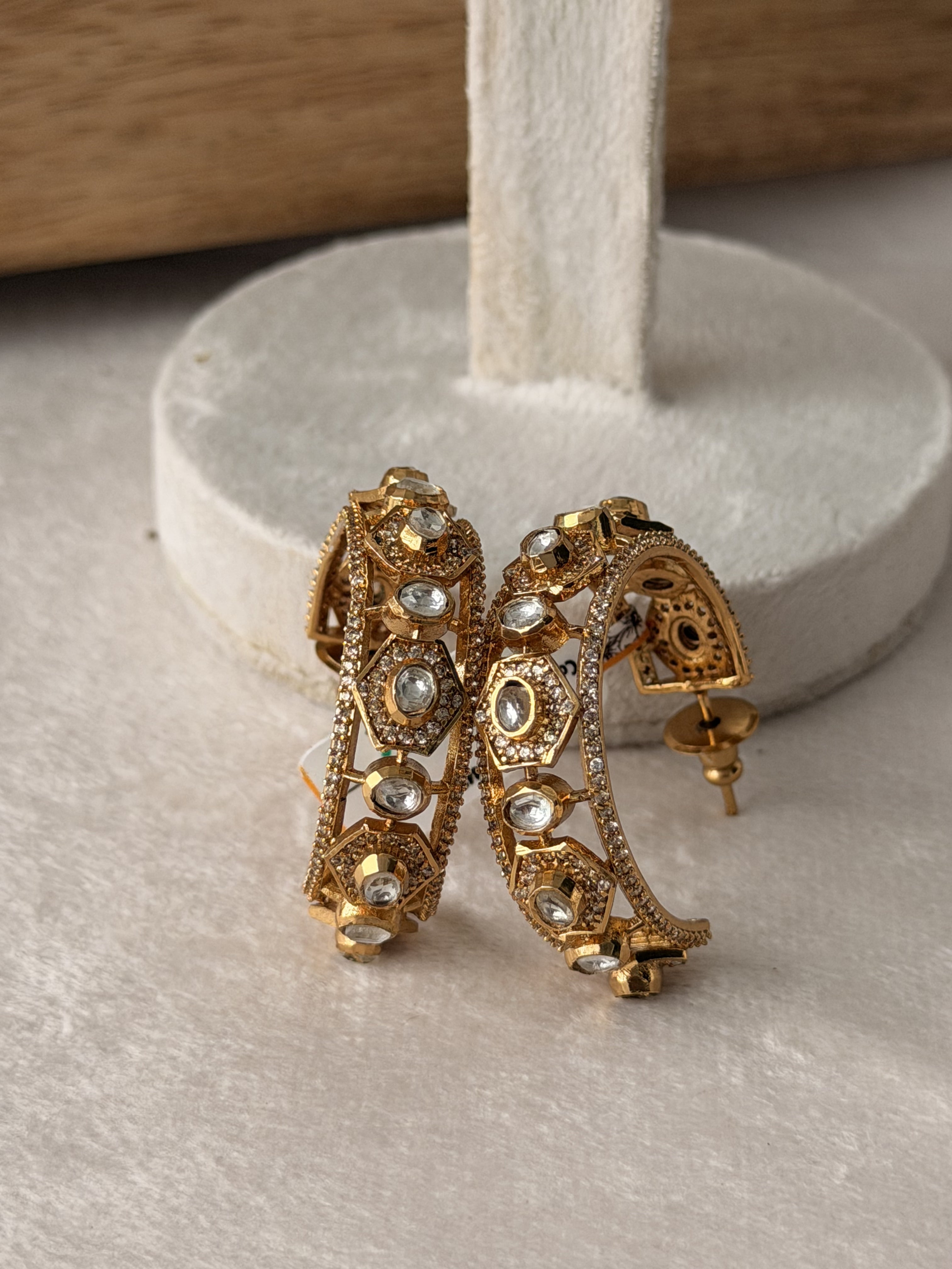 Golden Geometric  Hoop Earrings