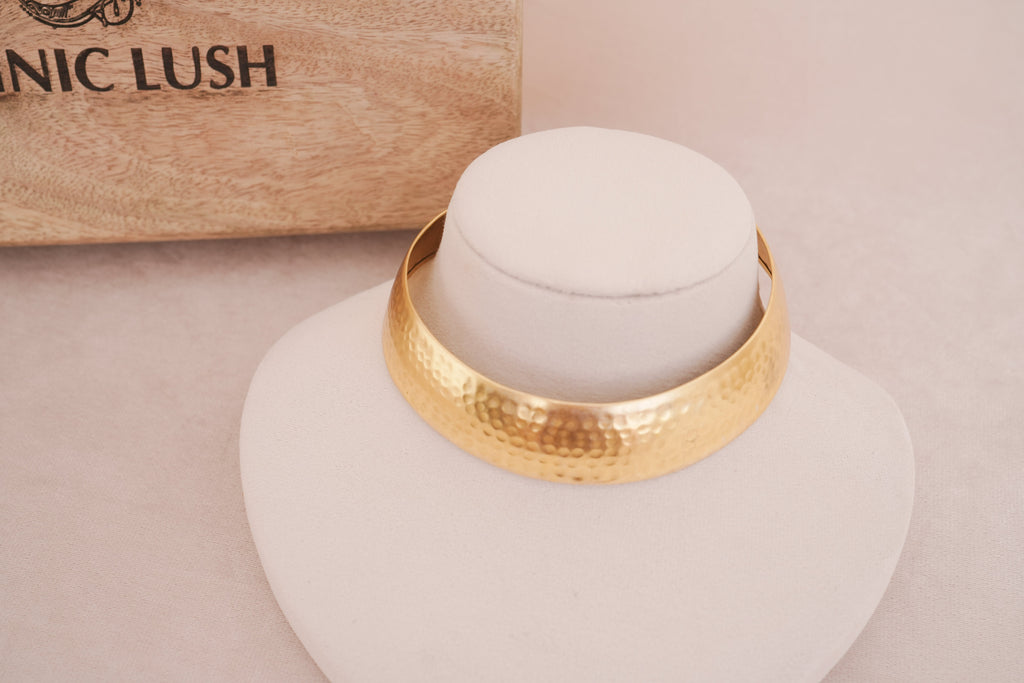 Hammered Brass Hasli Choker Necklace