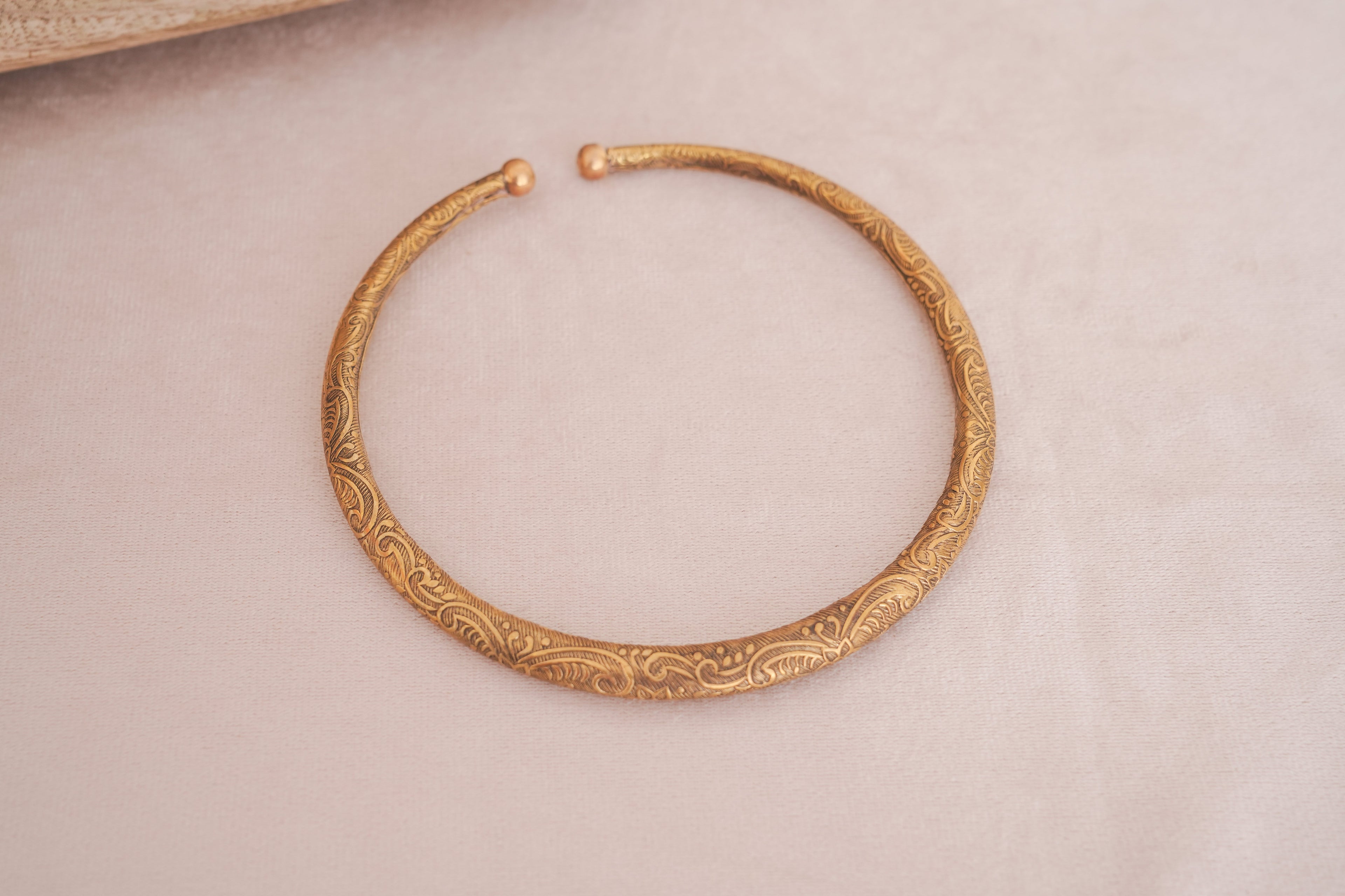 Antique Engraved Brass Hasli Necklace