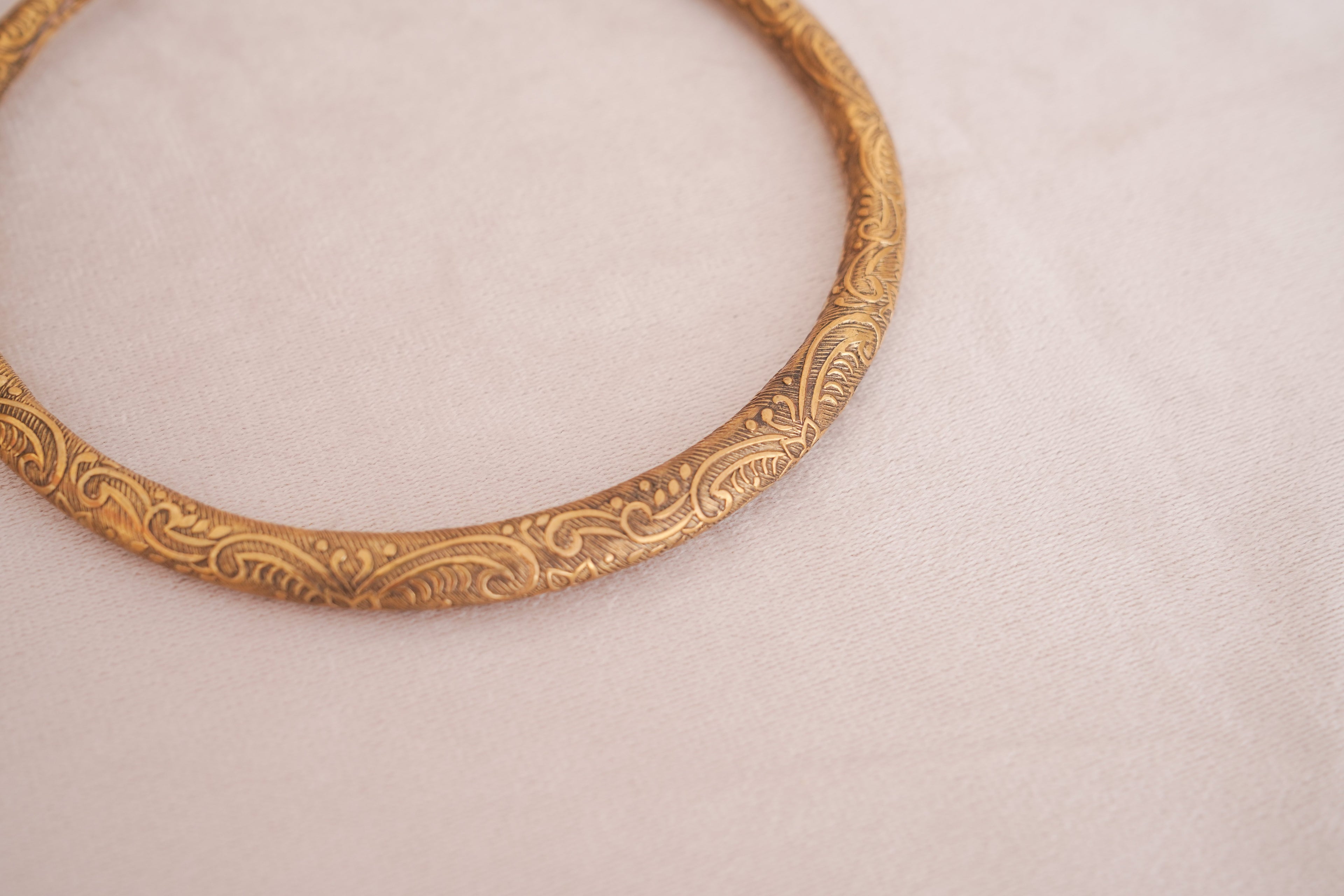 Antique Engraved Brass Hasli Necklace