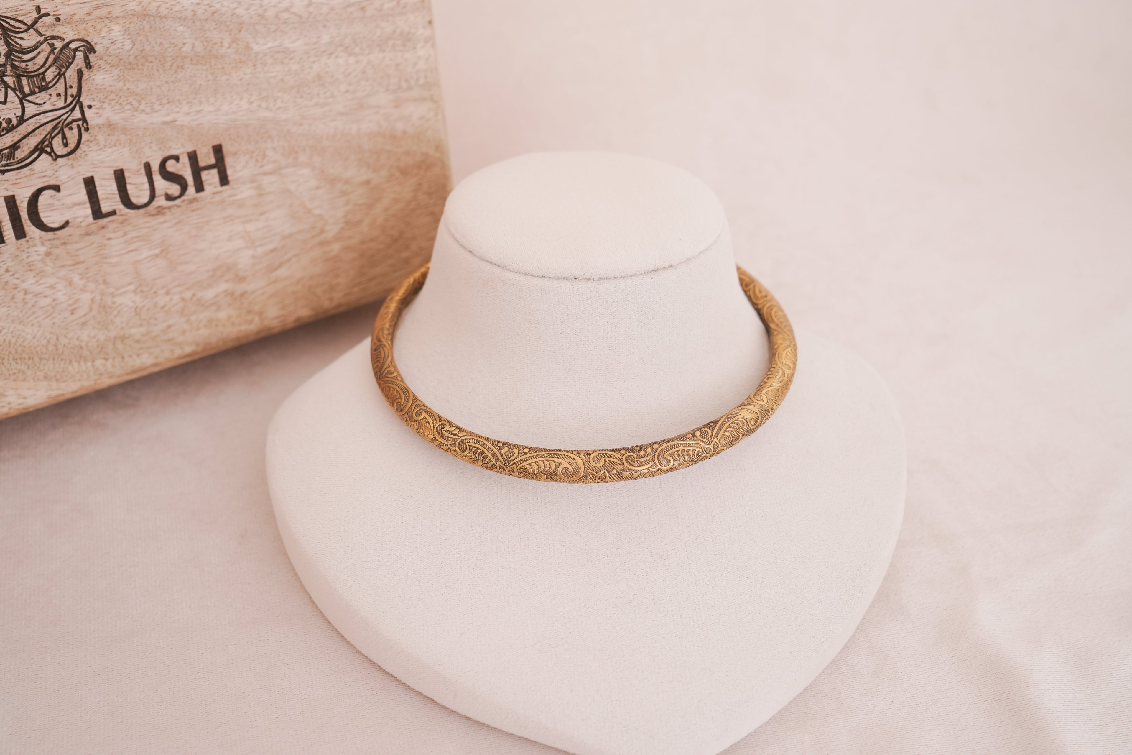 Antique Engraved Brass Hasli Necklace