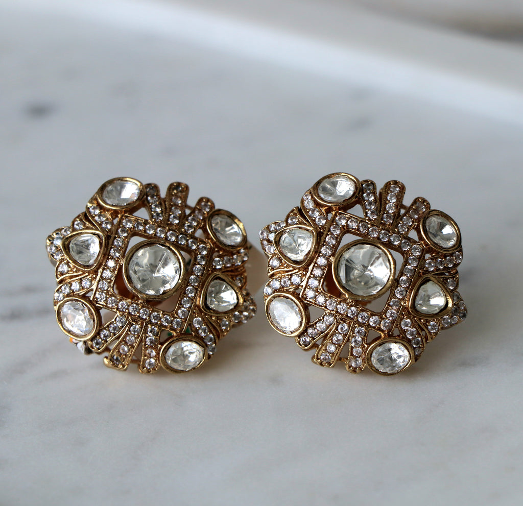 Golden Lotus Statement Earrings