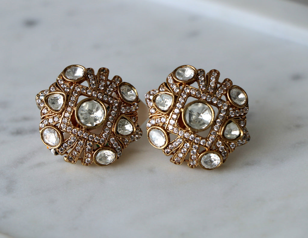 Golden Lotus Statement Earrings