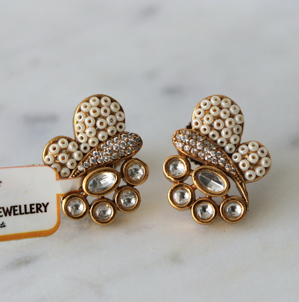 Golden Pearl Bloom Earrings