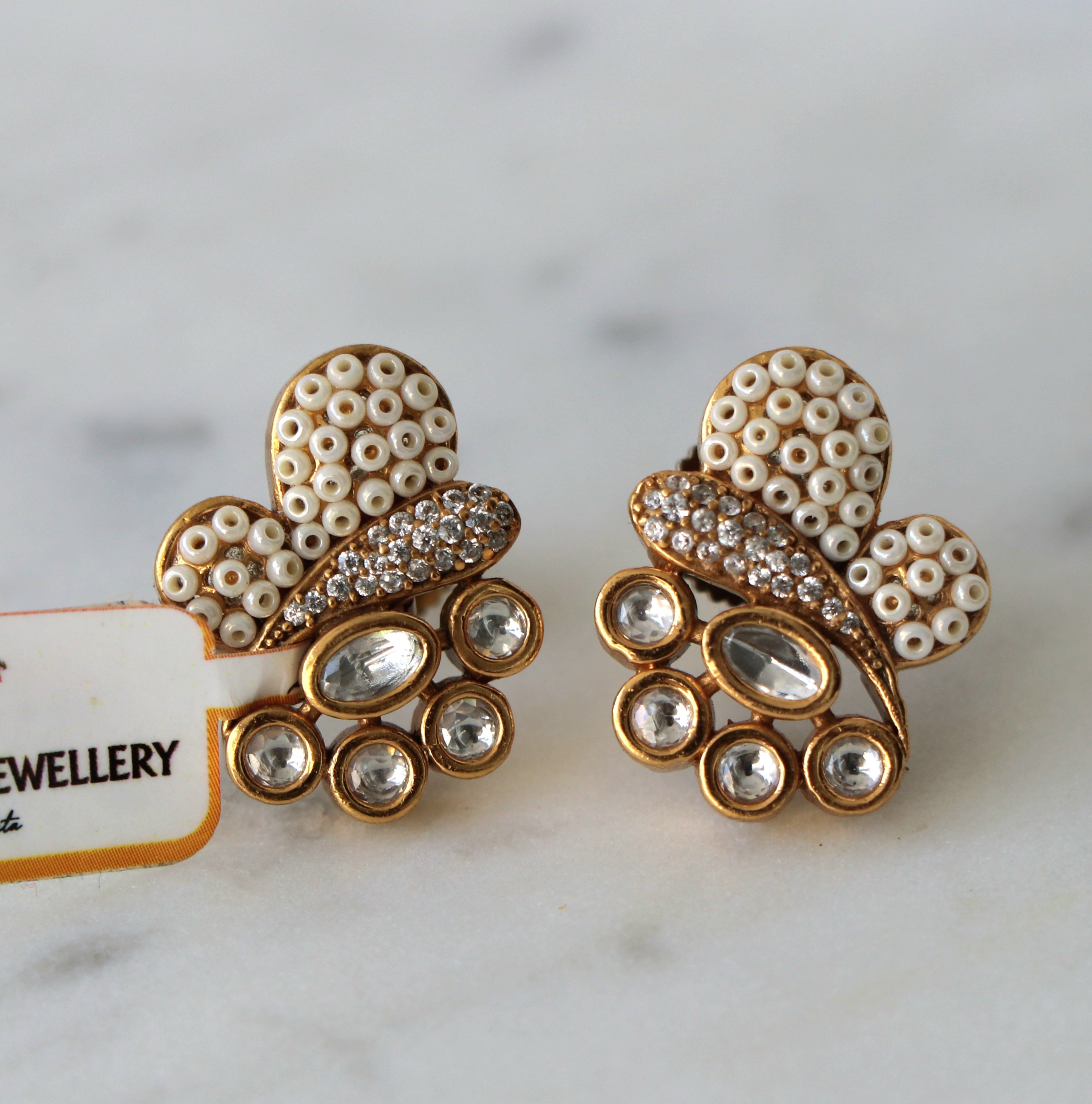 Golden Pearl Bloom Earrings