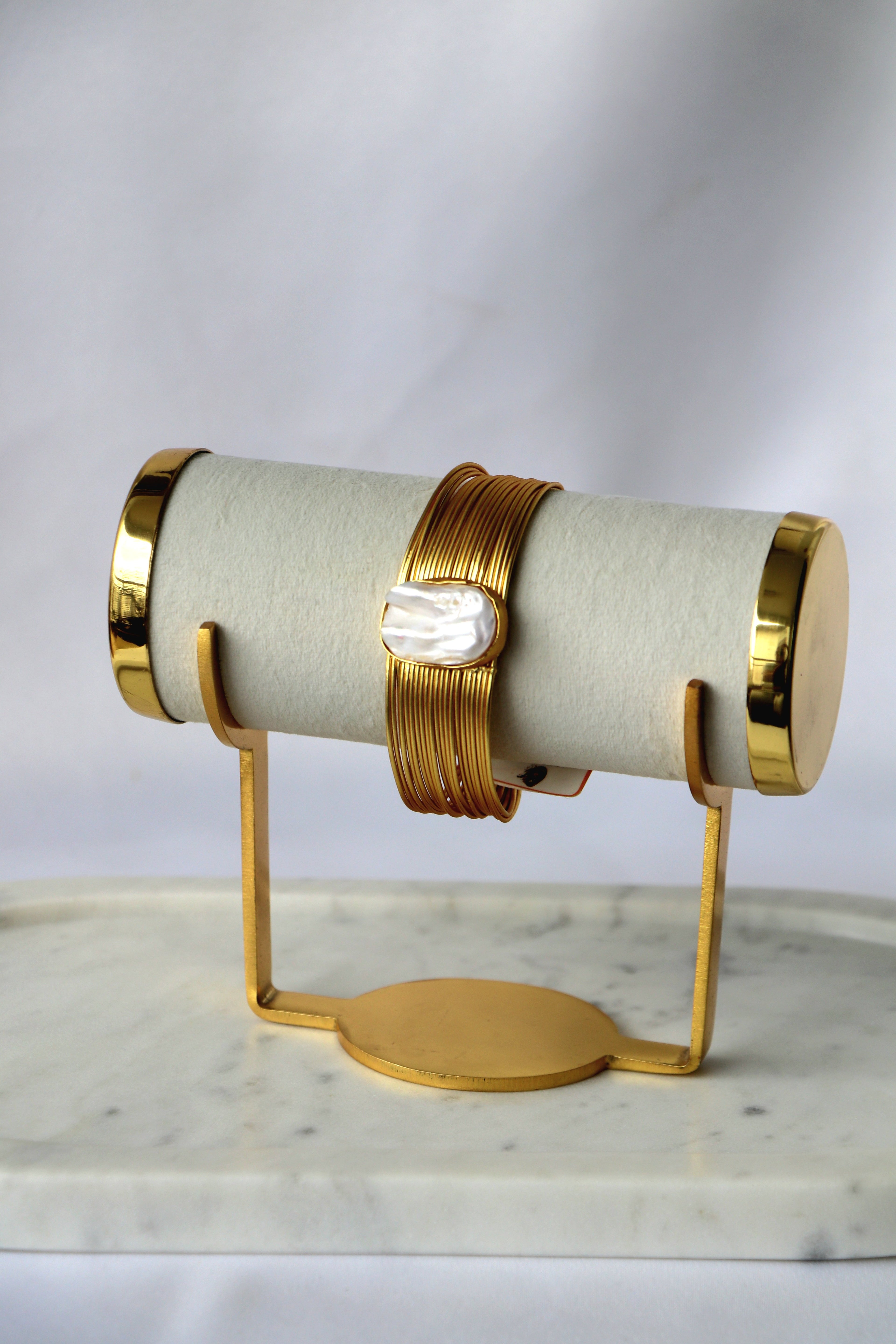 Baroque Pearl Multi Wire Cuff Bracelet