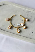 Pearl Charm Open Cuff Bracelet