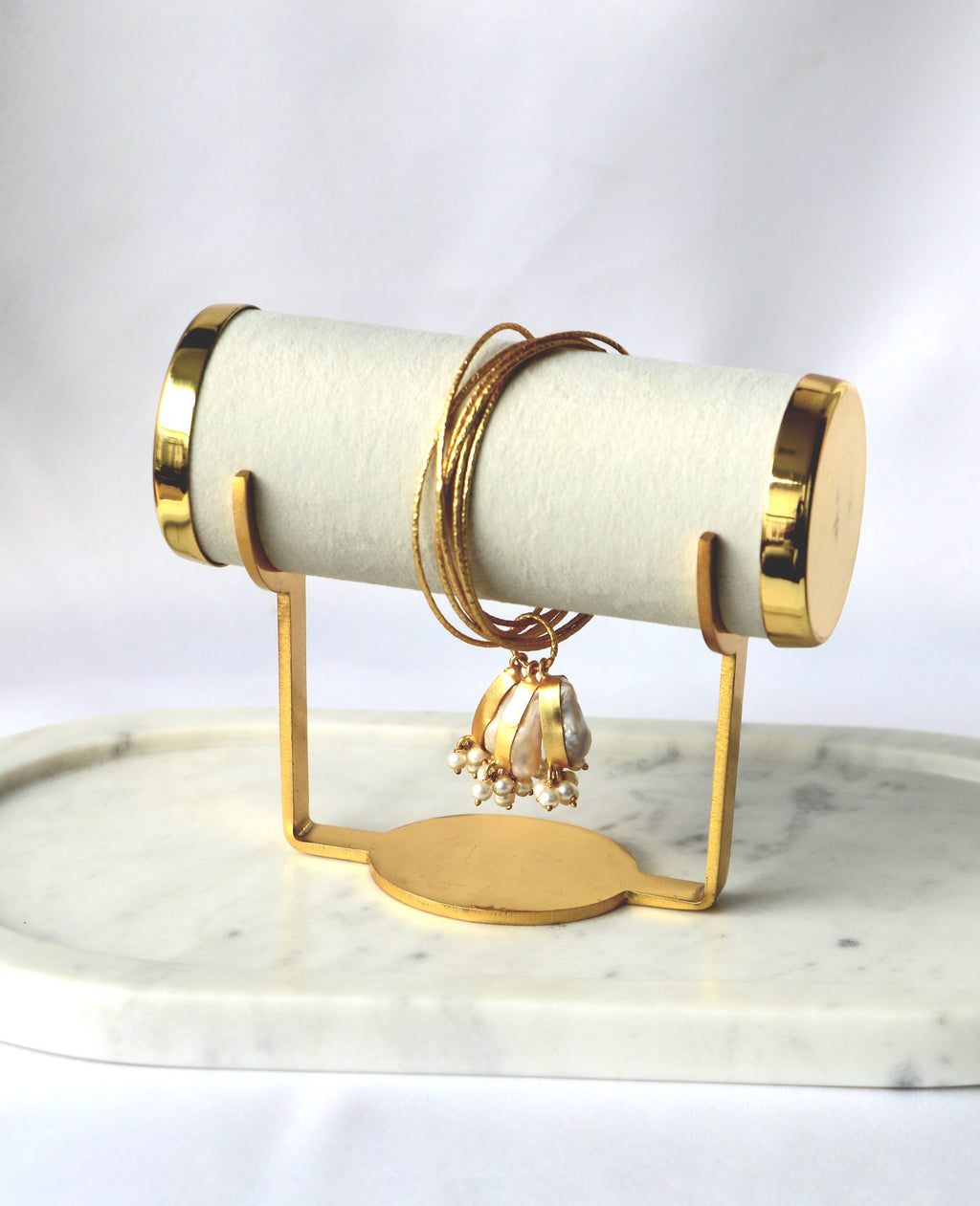 Baroque Pearl Charm Bangle Bracelet