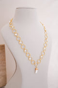Minimalist Circle Necklace with Pearl Pendant