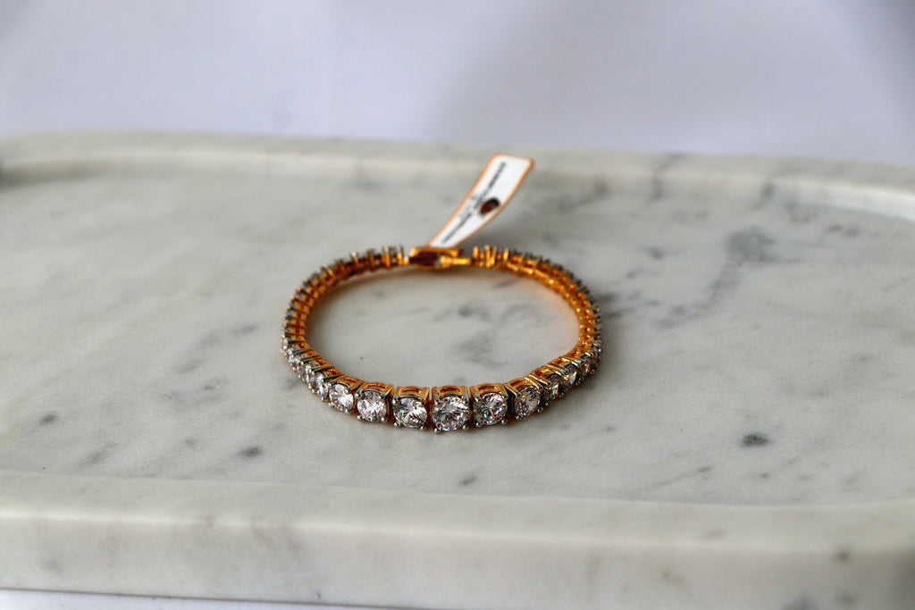 Golden Radiance Tennis Statement Bracelet