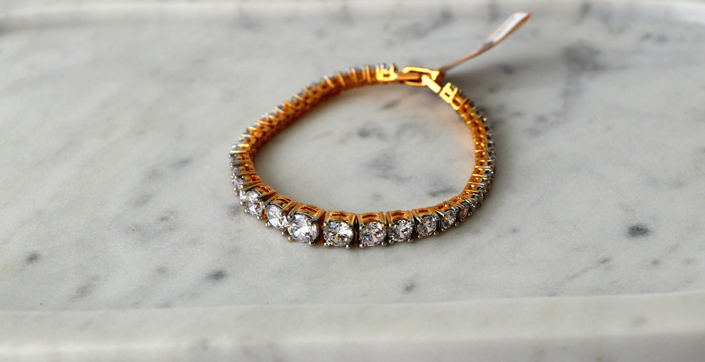 Golden Radiance Tennis Statement Bracelet