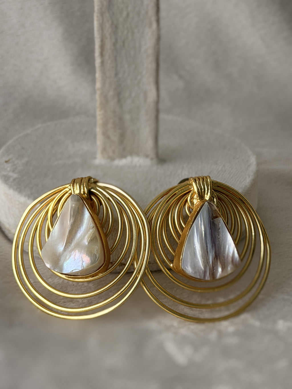 Golden Wire Baroque Pearl Earrings