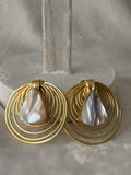 Golden Wire Baroque Pearl Earrings