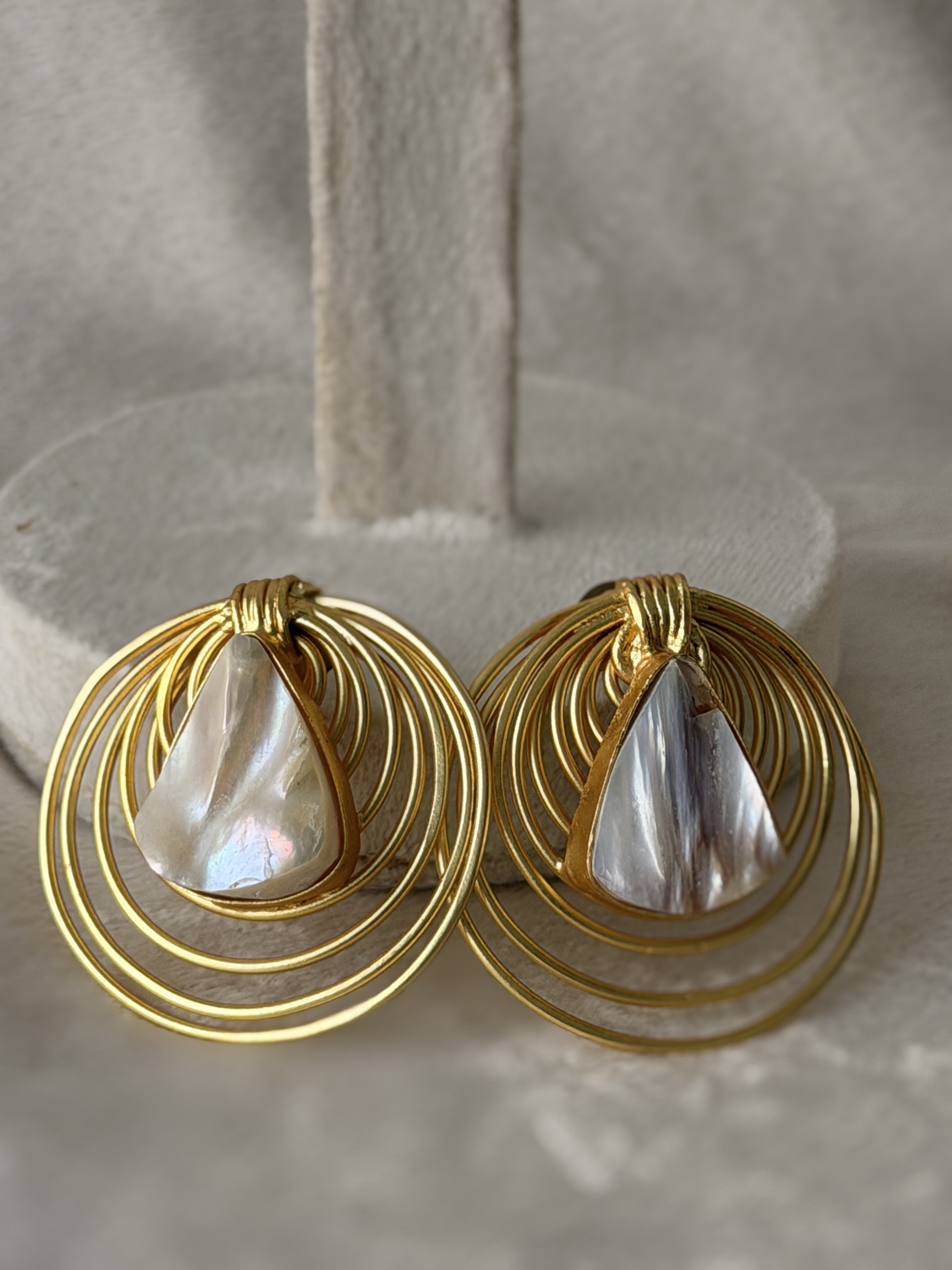 Golden Wire Baroque Pearl Earrings