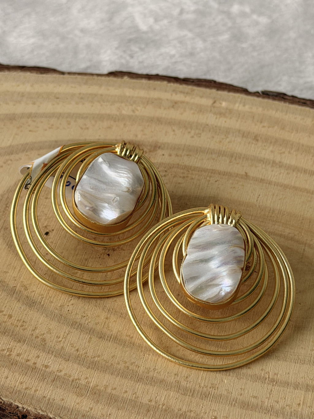 Golden Wire Baroque Pearl Earrings