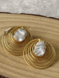 Golden Wire Baroque Pearl Earrings