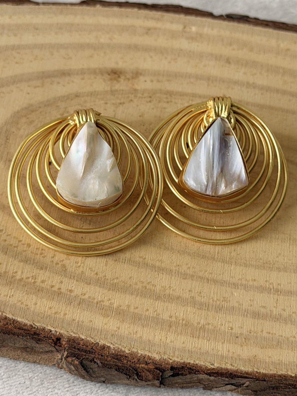 Golden Wire Baroque Pearl Earrings