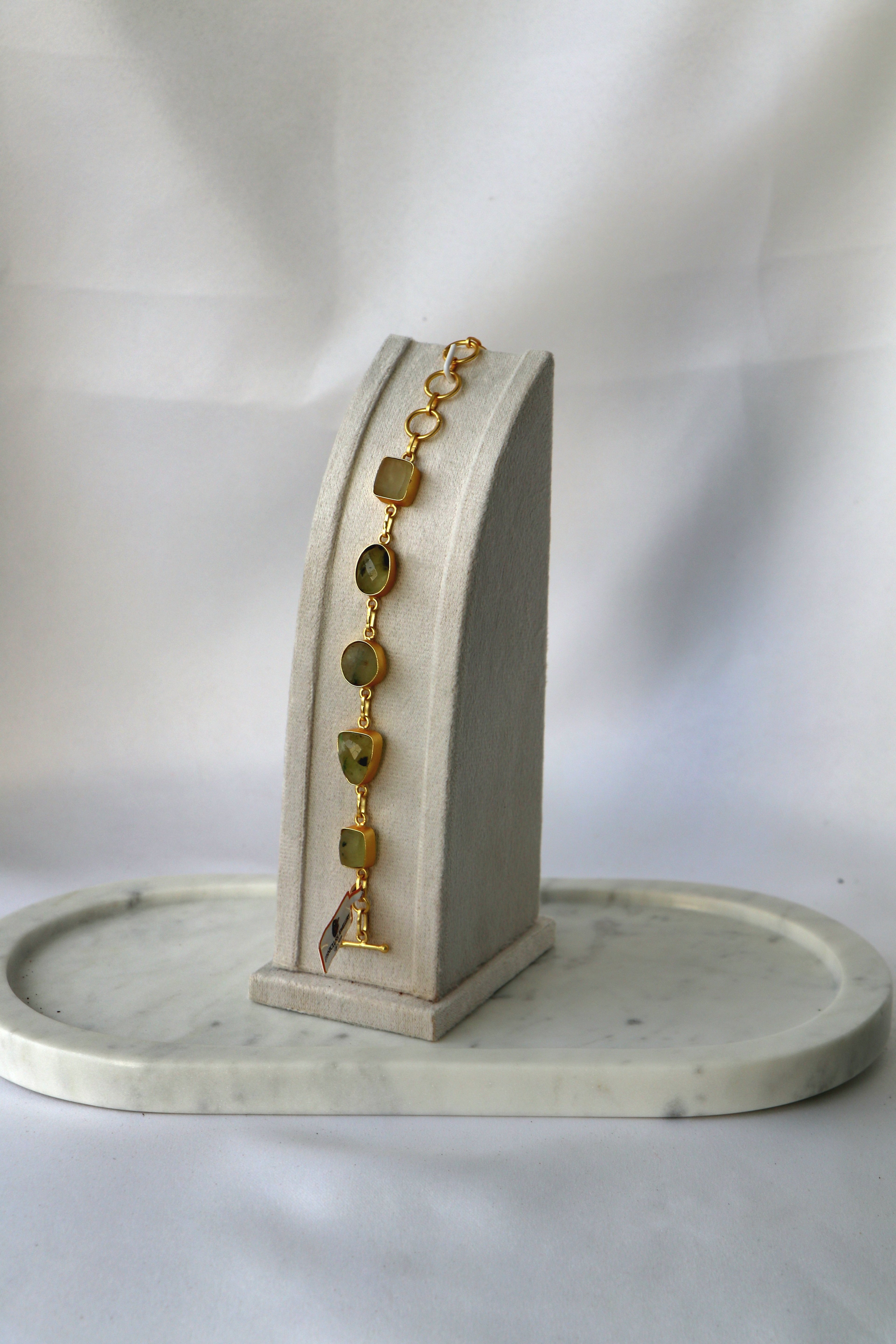 Handcrafted Natural Gemstone Link Bracelet – Gold Plated | Multi-Stone Collection