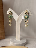 Green Stone Pearl Drop Ethnic Earrings