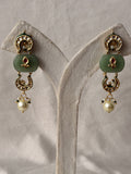 Green Stone Pearl Drop Ethnic Earrings