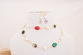 Handcrafted Multicolor Gemstone & Freshwater Pearl Station Necklace with Matching Earrings