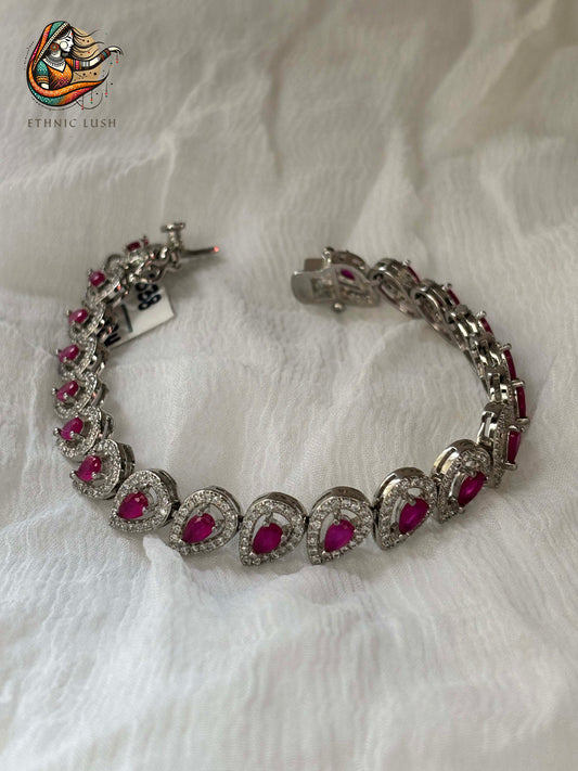 Elegant Ruby and CZ teardrop Bracelet