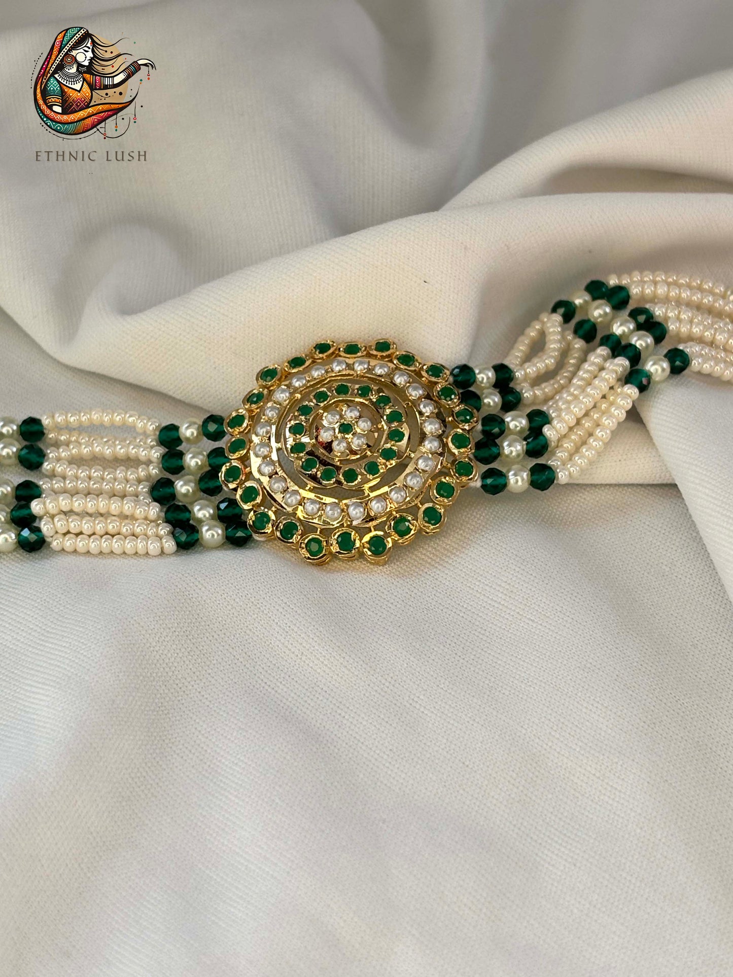 Pearl and Emerald Beaded Heritage Bracelet