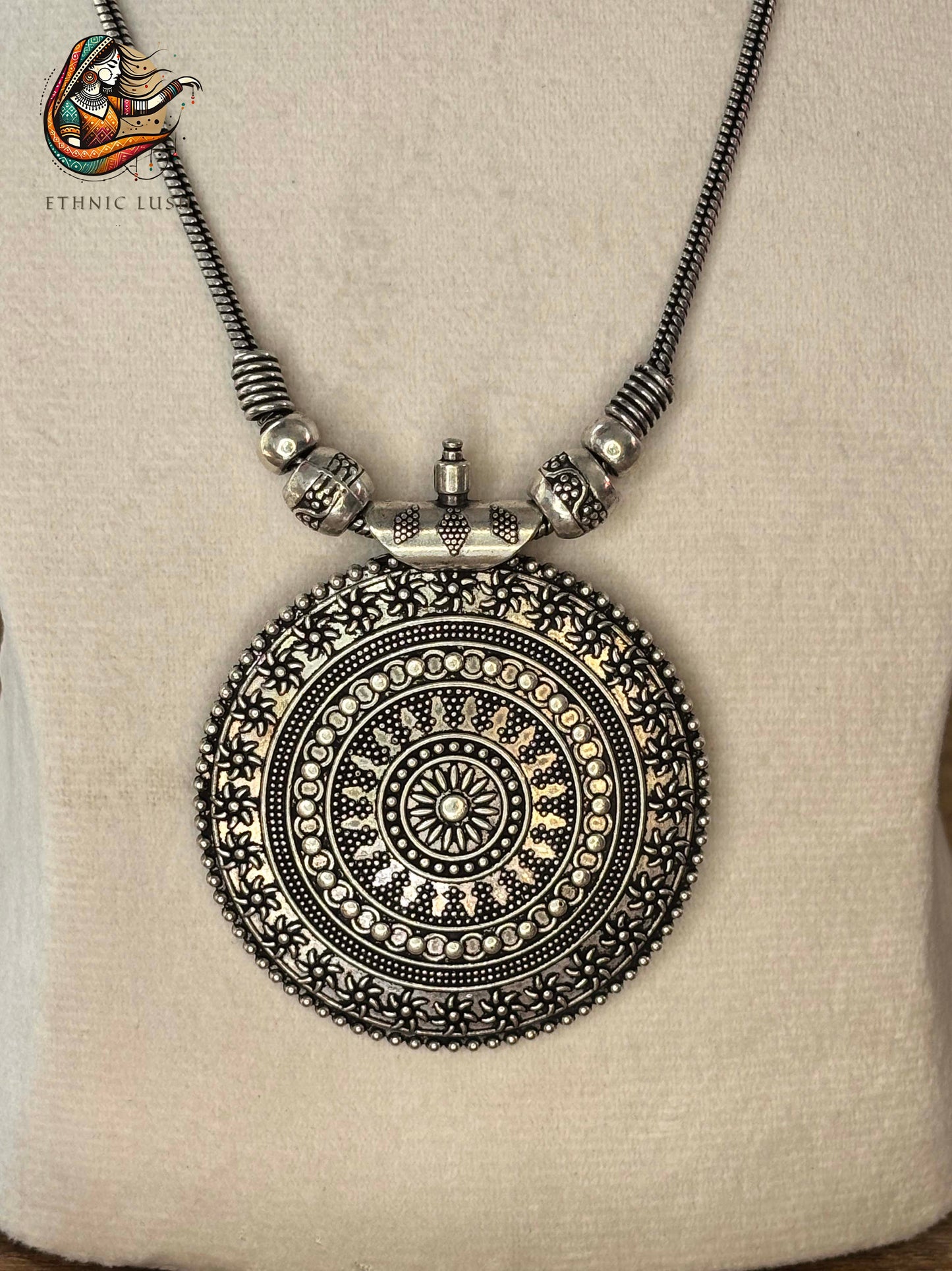 Antique Oxidized Silver Pendant Necklace