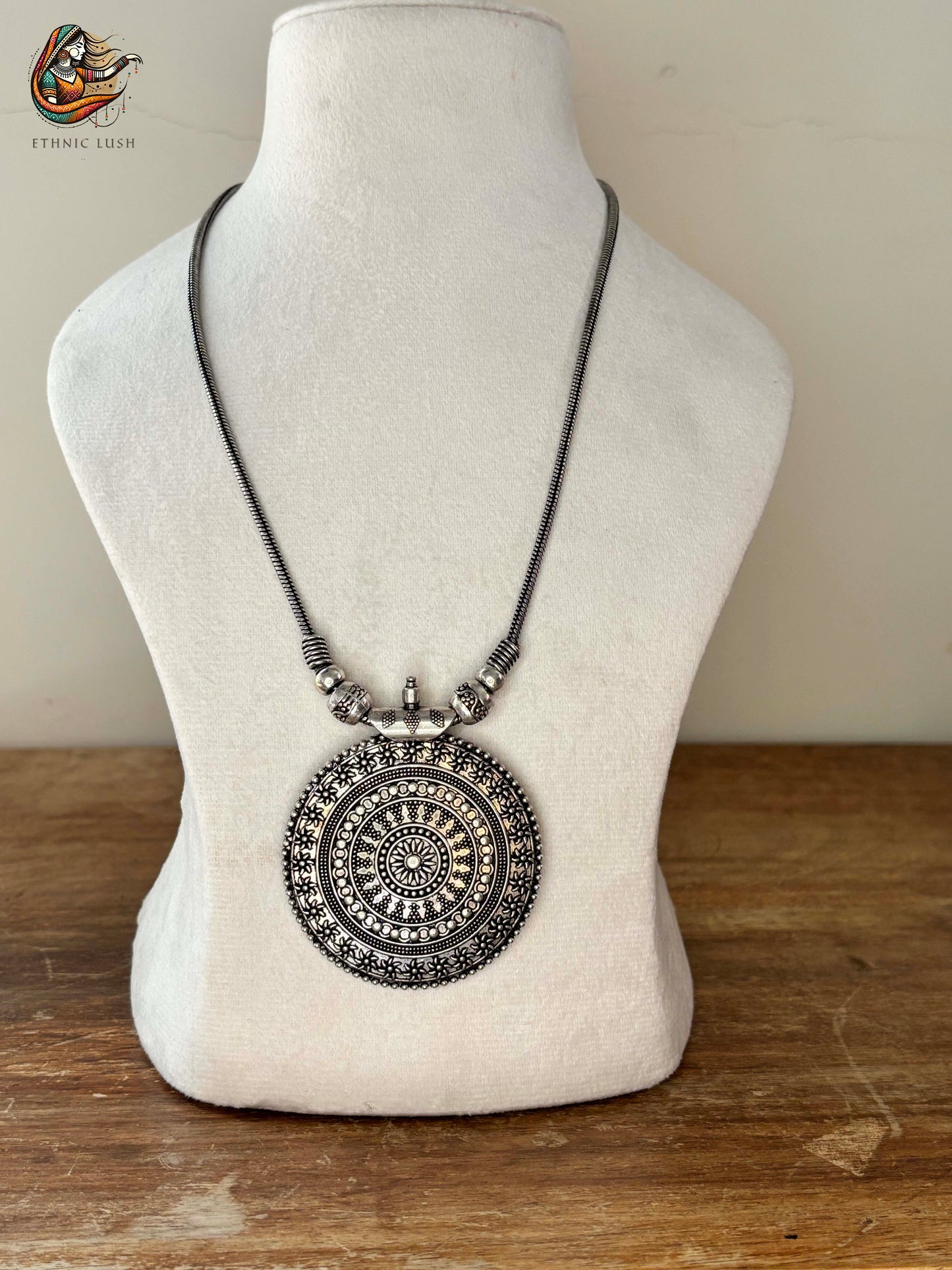 Antique Oxidized Silver Pendant Necklace