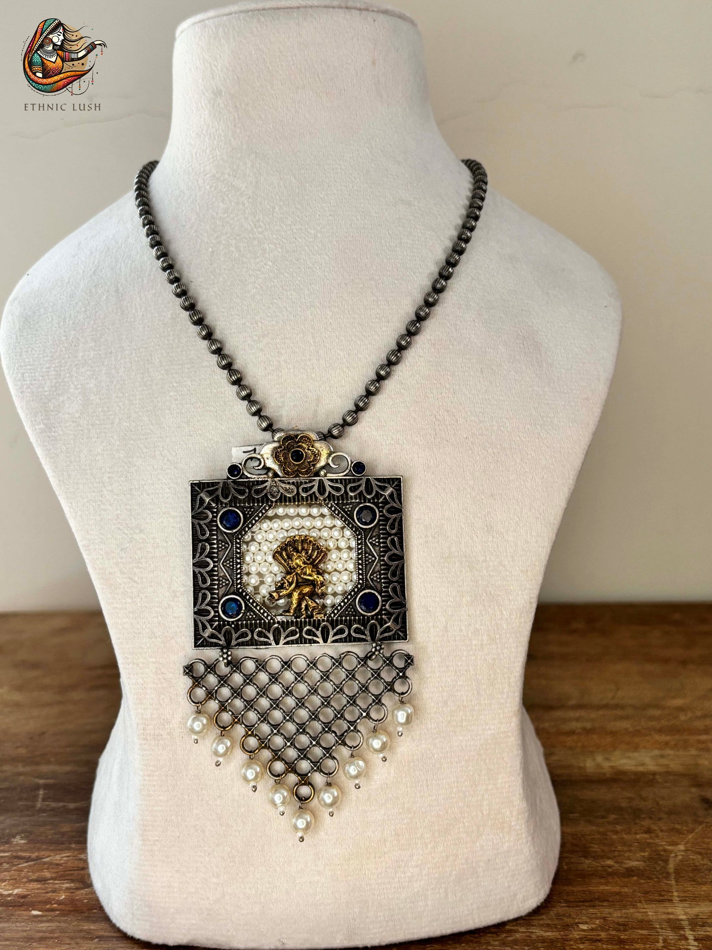 Intricate Oxidized Peacock Pendant Necklace