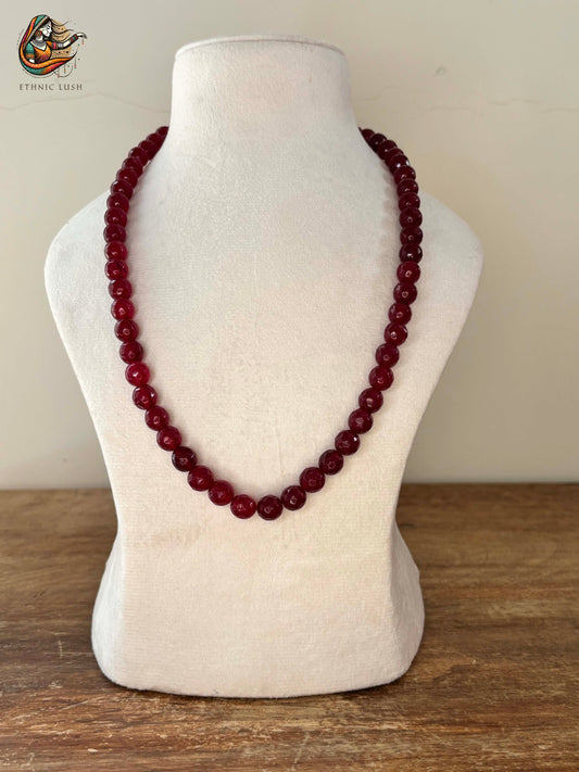 Classic Deep Red Beaded Necklace